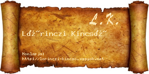 Lőrinczi Kincső névjegykártya