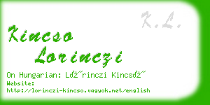 kincso lorinczi business card